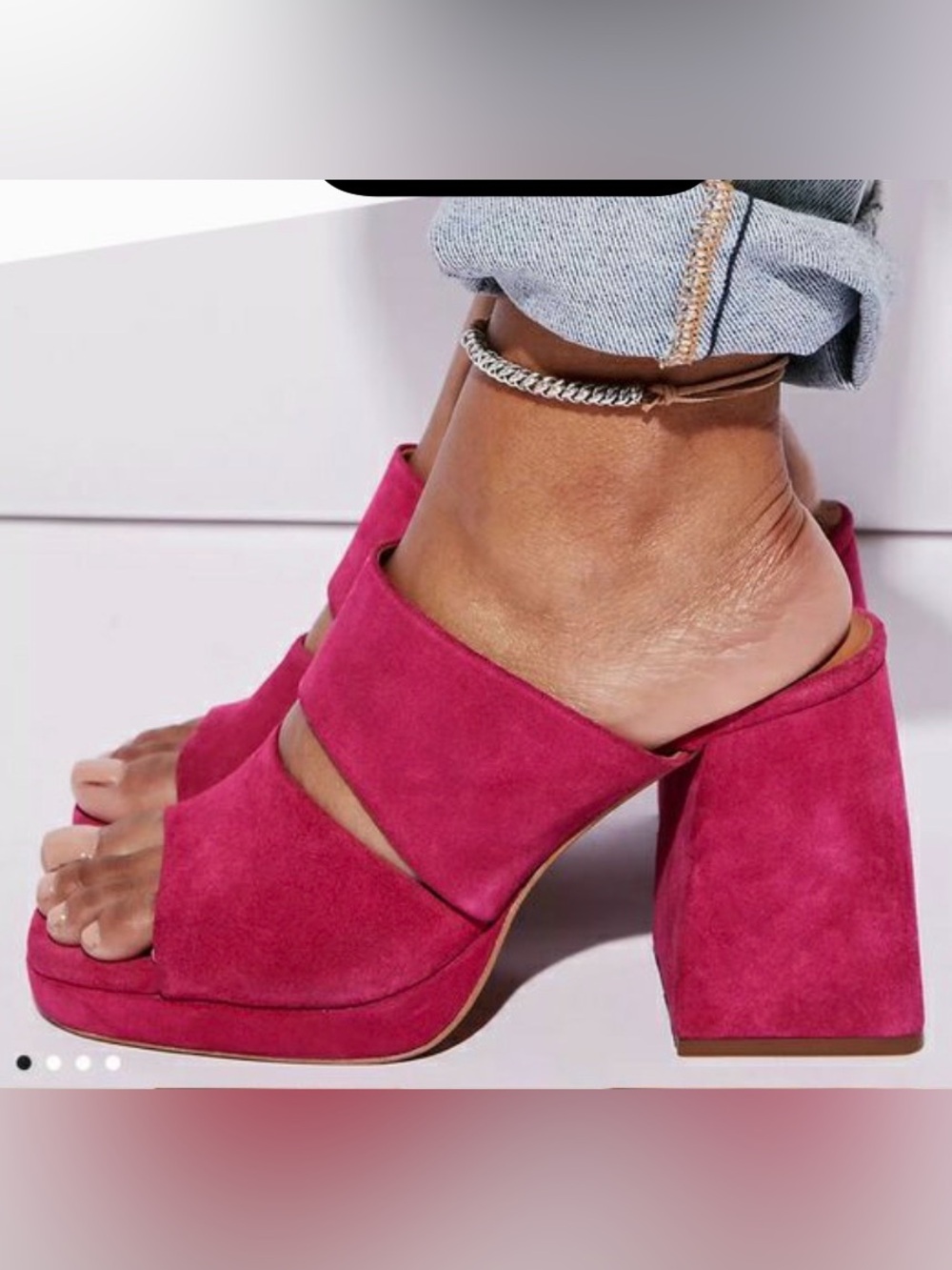 Free People Love Is Everywhere Fuchsia Suede Platform Sandals
